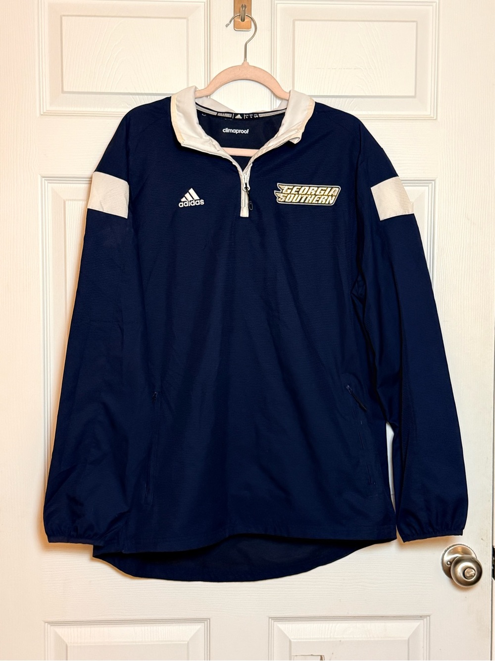 adidas Navy and White Georgia Southern Pullover